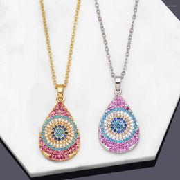 Pendant Necklaces Andralyn IFashion Spirit All-match High Sense Colorful Crystals Devil's Eye Necklace JewelryWholesale