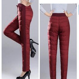 Women's Pants High Waist Winter Mom Elastic Women Casual Stretch Down Cotton Snow Trousers Skinny Capris Warm Thicken Pencil Pantalones