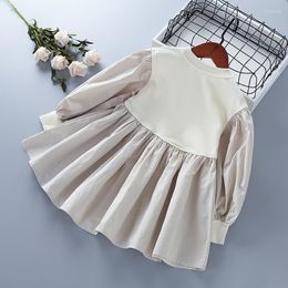 Girl Dresses 2-7 Years High Quality Spring Autumn Dress 2023 Solid Draped Ruched Kid Children Clothing Princess