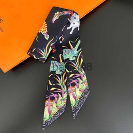 Scarves Luxury Design Skinny Silk Ribbon Scarfs for Women Animals Print Neck Bag Scarves Soft Satin Neckerchief Female Foulard Hairband J230801