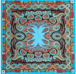 Scarves Scarf Women Square Twill Silk Bohemian Vintage Big Cashew Design Shawl Bandanas 130x130CM