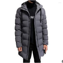 Men'S Jackets Mens Men Winter Jacket Warm Hooded Solid Man And Coats Outwear Windbreaker Male Long Parka Overcoats Plus Size 4Xl Drop Dhrcp