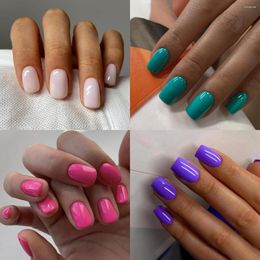 False Nails 24Pcs/Set Solid Colour Short Fake Art Finished Wearable For Girls Women Removable Simple White Press On Nail