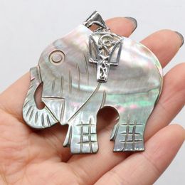 Pendant Necklaces Wholesale Natural Black Shell Fun Elephant Mother Of Pearl Charms Accessories For Jewellery Making DIY Necklace 50x50mm