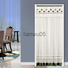 Curtain Doublelayer Lace Nonpunching Soft Gauze Door Curtain Antifly Partition Curtain Curtains for Living Room Bedroom Kitchen Tulle x0731