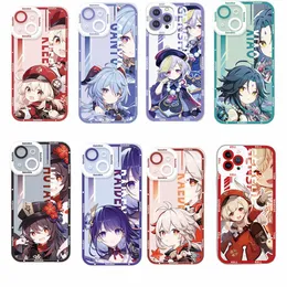 Phone Casing For iphoneCase Angel Eyes Genshin Impact Game Xiao Qiqi Klee Keqing Ganyu Raiden Shogun Soft Transparent Silicone TPU Square Cartoon Full Protection