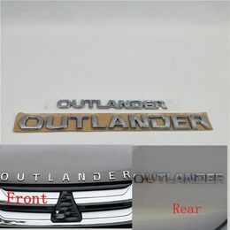 For Mitsubishi Outlander Front Bonnet Emblem Rear Trunk Tailgate Logo Symbol Decal2145