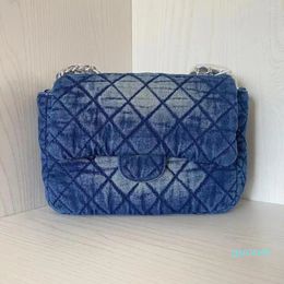 Evening Bags Designer -Denim For Women With Chain Strap Back Pocket Blue Black Flap Bag Female