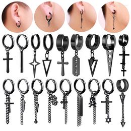 Dangle Earrings 1Piece Men's Stainless Steel Cross Chain Gothic Ear Clasp For Women Pierced Jewellery Gifts Wholesale Prices