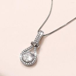 Pendant Necklaces Huitan Chic Women's Necklace Silver Colour Bling Crystal CZ Stone Fashion Luxury Neck Wedding Trend Jewellery Gift