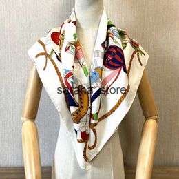 Scarves Twill Silk Square Scarf Luxury Brand Women Fish Hot Air Balloon Printed Ladies Turban Shawl Bohemian Beach Towel Scarves J230801