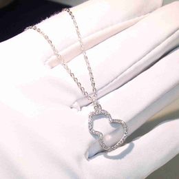 Classical Jewellery 925 Sterling Silver Gourd Necklace Delicate Insert Drill Female Pave White Sapphire Cz Chain Gift