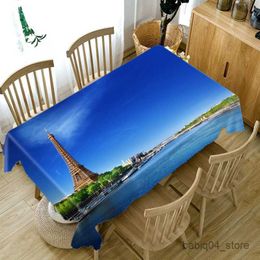 Table Cloth Historical Buildings Pattern Tablecloth Blue Sky Rectangular/Round Table Cloth for Wedding Picnic Party Table R230801