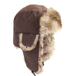 Beanie Skull Caps Men Unisex Warm Trapper Trooper Earflap Winter Flaps Ski Hat Hats Russian Faux Fur 230801