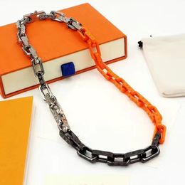 cuban link necklace luxury necklaces mens Jewellery orange silver designer jewelrys chains for men Necklace party gift with box