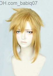 Synthetic Wigs The Legend of Zelda Link Short Golden Yellow Cosplay Pony tail Wig Z230801
