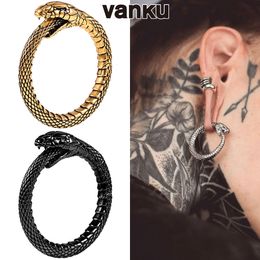 Navel Bell Button Rings Vanku 2pcs Punk Snake Ear Hanger Weights For Stretched Ear Lobe Stainless Steel Ear Gauges Ear Plugs Tunnels Body Jewellery 230731