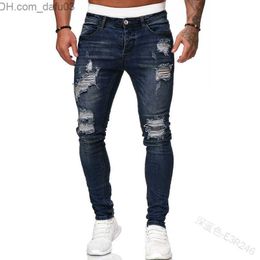 Men's Jeans New Ripped Sexy Hole Distressed Hip Hop Streetwear Denim Trouser Quality Men Pants Slim Fit Washed Jeans 201111 Z230801