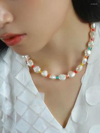 Pendant Necklaces Brass Natural Baroque Pearl Colorful Beads Choker Necklace Women Jewelry Punk Designer Runway Rare Gown Boho Japan Korean