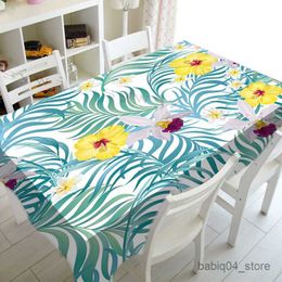 Table Cloth Tropical Green Leaves Tablecloth for Table Wedding Decoration Waterproof Oil Proof Dressing Table Cover Rectangular Tablecloths R230819