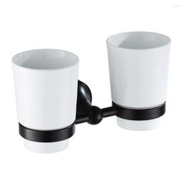 Bath Accessory Set Bathroom Wall Mount Round Double Tumbler Cup Holder With Cups