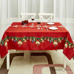 Table Cloth Christmas Bell Printed Tablecloth New Year Rectangular Dining Table Coffee Table Resistant Tablecloth Party Outdoor Dinner R230823