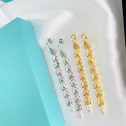 Brand luxury Wheat Designer Stud Earrings Necklaces Bracelets Bangles Rings Jewellery 18K Gold Silver Bling Shining Diamond Tassel Earings Earring Earring