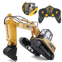 Electric RC Car HUINA 15CH 2 4G Toys 1 14 RC Excavator Charging With Battery Alloy RTR for Kids Construction Vehicles 230731