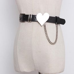 Belts Women's Runway Fashion Metal Heart Genuine Leather Cummerbunds Female Dress Corsets Waistband Decoration Wide Belt R3110