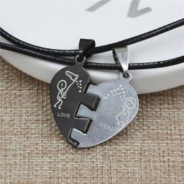 Pendant Necklaces 2PC/set Novelty Gifts LOVE YOU Broken Heart Titanium Steel Couple Necklace Lovers Drop