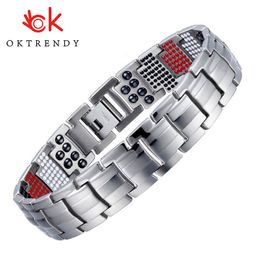 Charm Bracelets 100 Pure Magnetic Bracelet Men Silver Color Chain Germanium Hematite Energy For Women Bangle 230731