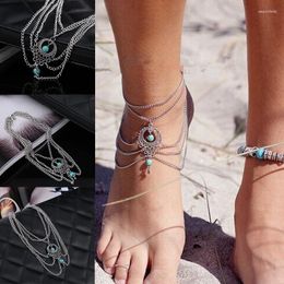 Anklets Fashion Summer Sexy Silver Colour Tassel Anklet For Women Coin Pendant Chain Ankle Bracelet Foot Jewellery Sandal