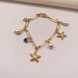Charm Bracelets Sea Animal Charms Bracelet For Women Starfish Crab Pearl Summer Holiday Beach Jewellery Cute Kawaii