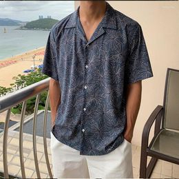 Men's Casual Shirts 2023 Hawaiian Shirt Men Streetwear Flower Print Turn-down Collar Short Sleeve Buttons Vintage M-3XL Summer