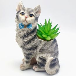 Cake Tools Silicone Mould Shorthair Cat Flower Pot Succulent DIY Making Resin Concrete Vase Cactus Home Decor Tool 230731