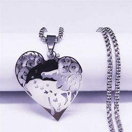 Pendant Necklaces Heart Love Couples Butterfly Stainless Steel For Women Men Necklace Jewellery Collier Valentine's Day Gift N4438S07