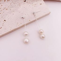 Dangle Earrings Minar Dainty Freshwater Pearl Earring For Women 14K Gold Plated Copper Baroque Pearls Long Drop Wedding Party Jewelry