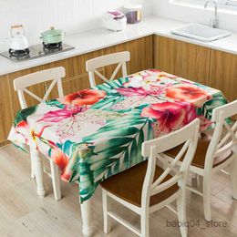 Table Cloth Plant Print Waterproof Tablecloth Table Cloth Rectangular Tea Table Cover Kitchen Dining Party Home Decor R230801