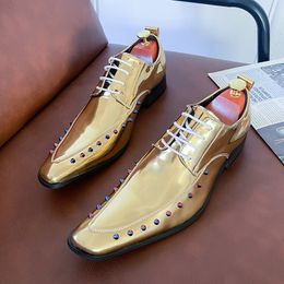 Dress Shoes Premium Brand Men's Luxury Chelsea Gold Professional Business Leather Formal 230731