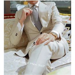 Men's Suits Full Men Wide Peaked Lapel Wedding Groom Tuxedo Costume Homme Slim Fit Terno Masculino Prom Party Blazer 2 Pcs Jacket Pant