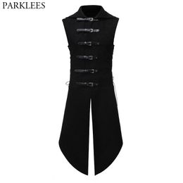 Men's Vests Men's Black Gothic Steampunk Velvet Vest Medieval Victorian Double Breasted Men Suit Vests Tail Coat Stage Cosplay Prom Costume 230731