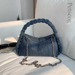 Shoulder Bags Denim Women's Soft Handbag Chain Belt Solid Shoulder Belt Cross Body Bag Fashion Luxury Women's Small Handbag Clutch Walletstylishhandbagsstore