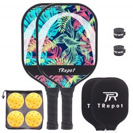 Squash Racquets 2PCS Pickleball Rackets Carbon Fibre Paddle Lightweight Pickleball Paddles Thin And Quick Set With Carrying Bag And 4 Balls 230801