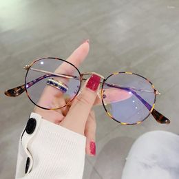 Sunglasses SHIMANG Art Anti-blue Light Flat Lens Metal Myopia Frame Glasses Fashion Oval Blue Blocking For Men And Women