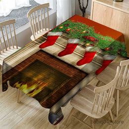 Table Cloth Christmas Tablecloths New Years Christmas Decoration Fireplace Kitchen Rectangular Coffee Table Resistant Tablecloths R230819