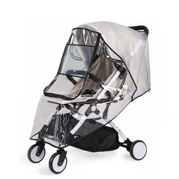 Stroller Parts Accessories EVA Baby Stroller Accessories Waterproof Rain Cover Transparent Wind Dust Shield Zipper Open For Pushchairs Raincoat 230731