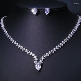 Necklace Earrings Set Exquisite Claw Chain Earring Water Drop Neck Collar Luxury Bridal Wedding Dress Evening Accessories