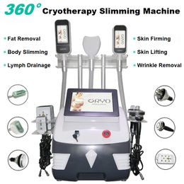 360 Degree Cryo Slimming Machine Cryolipolysis Lymphatic Drainage Double Chin Removal RF Skin Tightening Cavitation Lipolaser Body Shaping 7 IN 1 Beauty Equipment