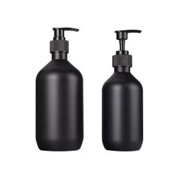 Matte Black Soap Dispenser Hand Lotion Shampoo Shower Gel Bottles 300ml 500ml PET Plastic Bottle with pumps for Bathroom Bedroom LL