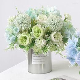 Decorative Flowers Artificial Peony Flower Textile Silk Bouquet Realistic Arrangement Table Centrepiece Wedding Decor